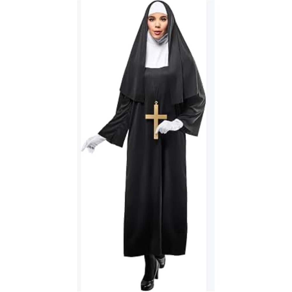 Forum by Rubies II Adult Nun Costume Set Black White Cross Small 621062 NWOT